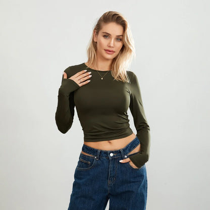 Women’s Long Sleeve Crew Neck Sweater – Casual Slim Fit Knit Top for Women