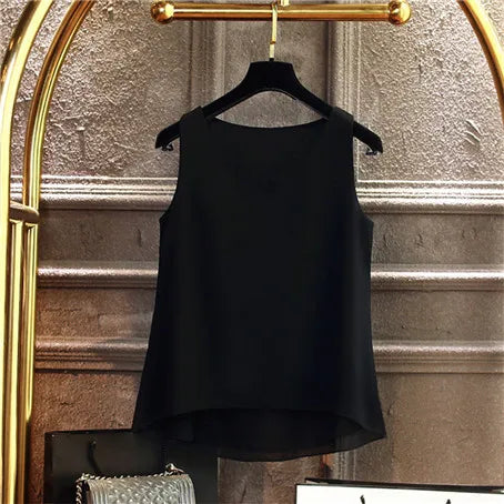 Sleeveless Chiffon V-Neck Blouse for Women