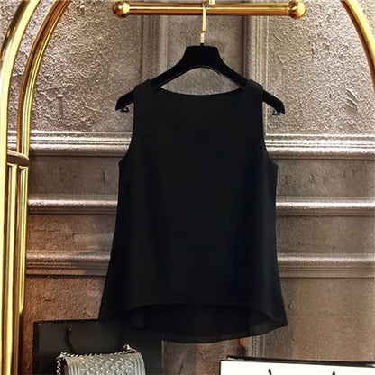 Sleeveless Chiffon V-Neck Blouse for Women