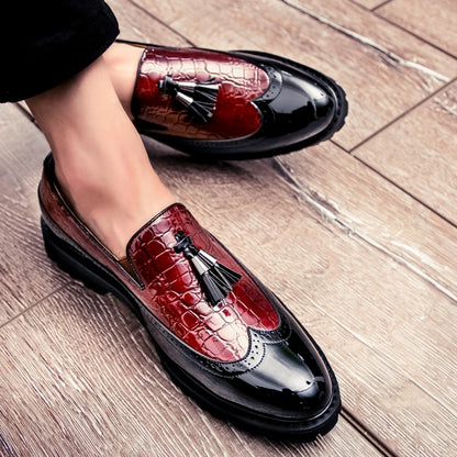 Men's Casual Slip-On Shoes - Crocodile Print Genuine Leather Loafers