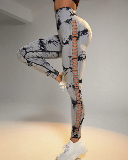 Women's High Waist Seamless Leggings with Side Hollow Design