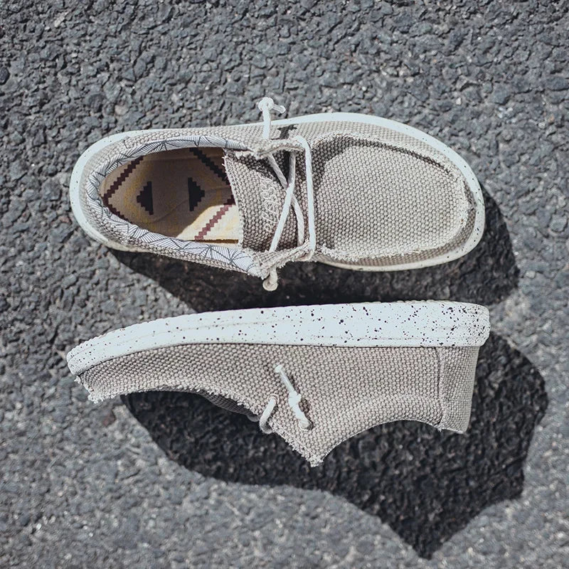 Men's Canvas Denim-Style Sneakers - Breathable Vulcanized Casual Shoes for Men