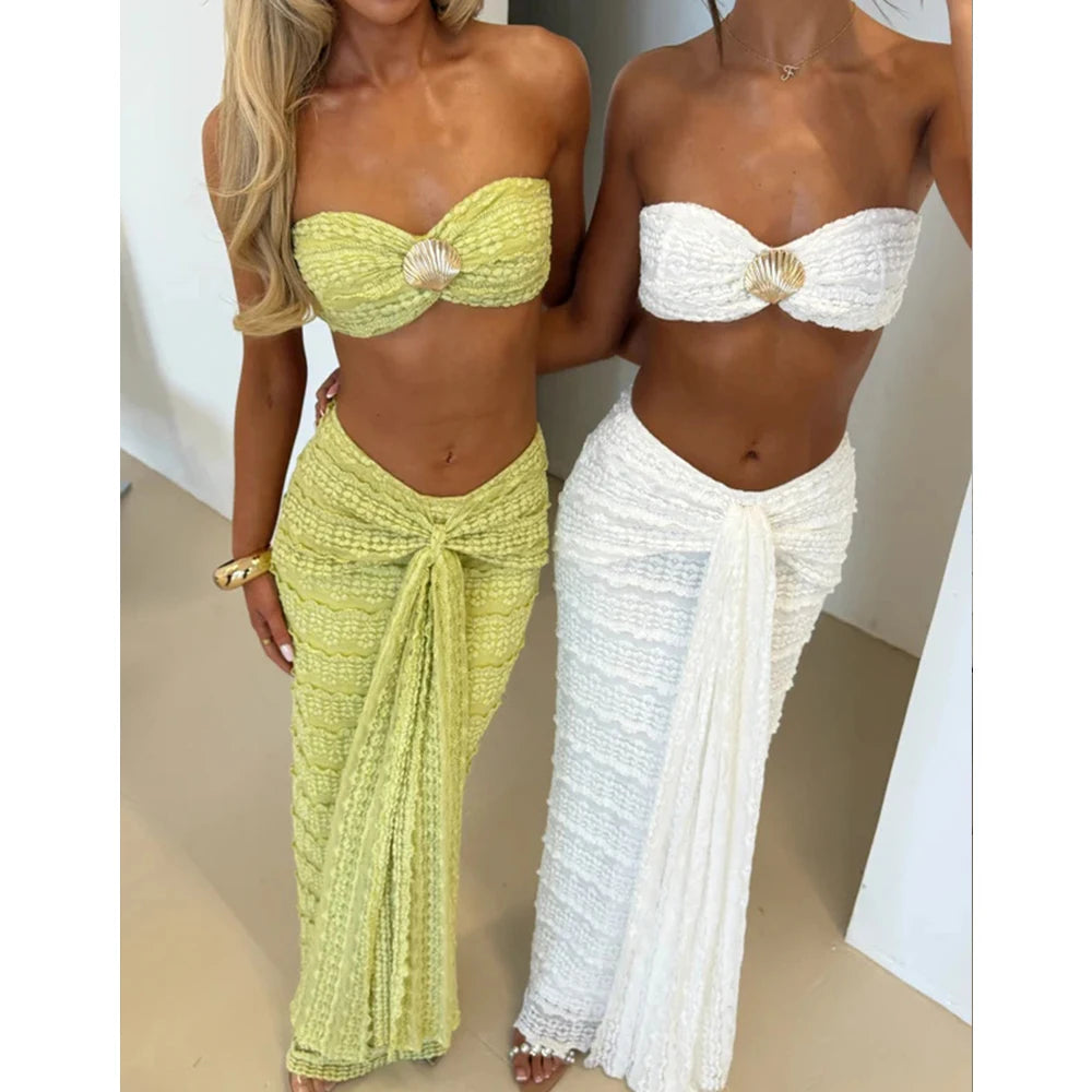 2-Piece Women's Bikini Swimsuit Set with Long Dress Cover-Up