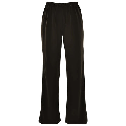 High Waist Satin Casual Women's Trousers with Lace-Up & Elastic Waist – Loose Fit for Comfort and Style