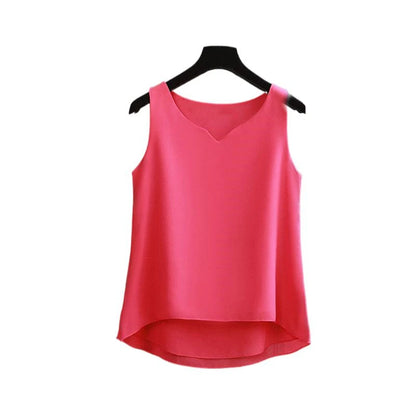 Sleeveless Chiffon V-Neck Blouse for Women