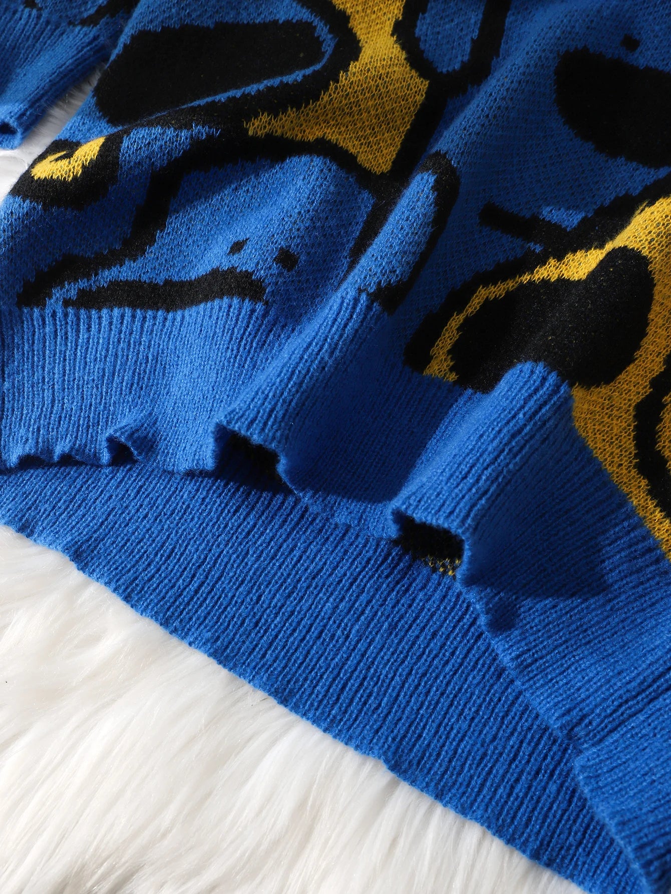 Men's Casual Crew Neck Knit Sweater with Dog Cartoon Print