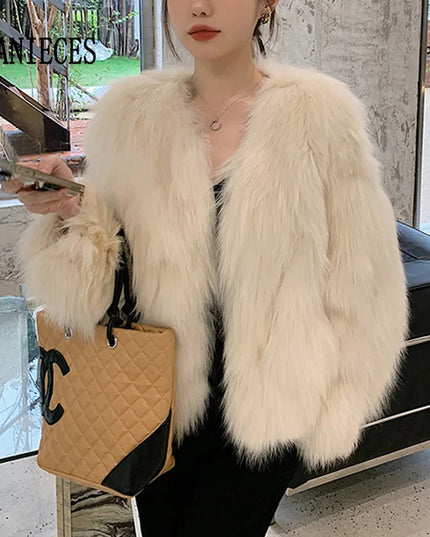 Women's Short Loose Faux Fur Coat - Various Colors