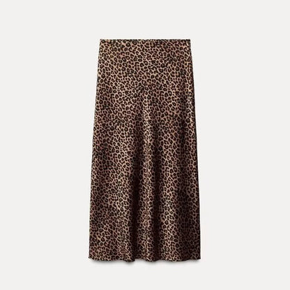 Women's Satin-Like Long Skirt - High Waist Elegant Slim Fit Skirt for Women