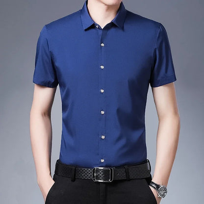 Men's Casual Plain Short Sleeve Shirt - Various Colors