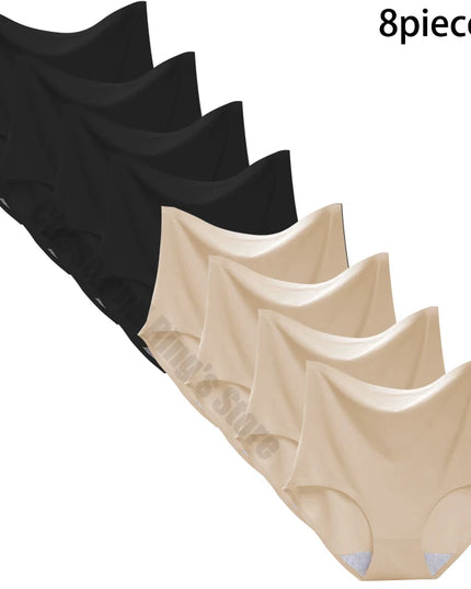 8-Pack Women’s Ice Silk Seamless Triangle Briefs - Comfortable, Tight Fit, Elastic Underwear Set