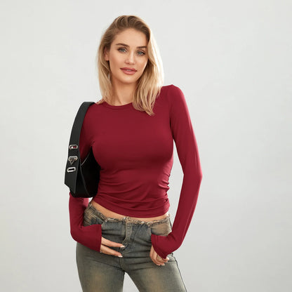 Women’s Long Sleeve Crew Neck Sweater – Casual Slim Fit Knit Top for Women