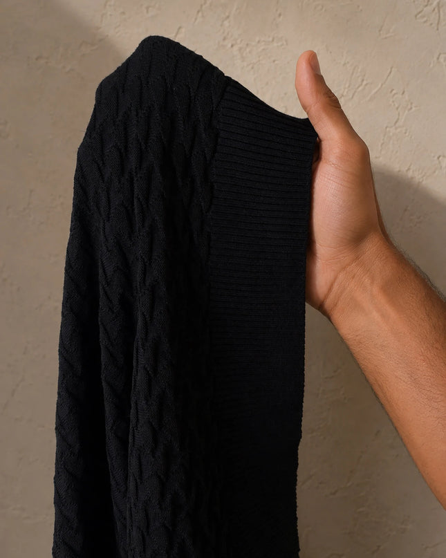 Men's Textured Knit Polo Shirt with Short Sleeves and Half Zip Neck