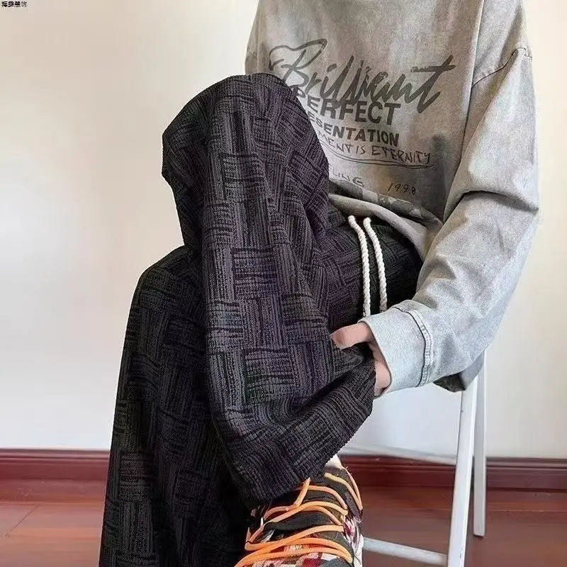 Men's Straight Fit Chino Corduroy Pants – Loose Wide-Legged Casual Trousers for Men