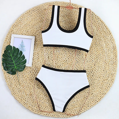 Women's High Waist Ribbed Bikini Set |- Stylish Two-Piece Swimsuit for Women