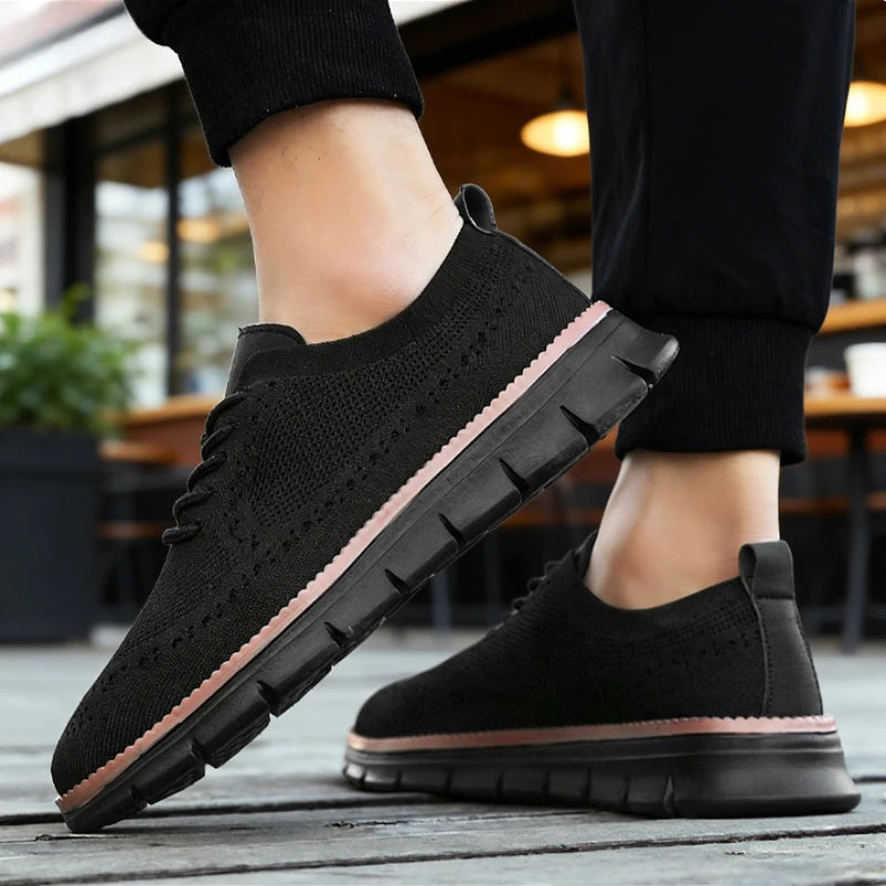Men's Breathable Casual Shoes with Shock Absorption and Lace-Up Design