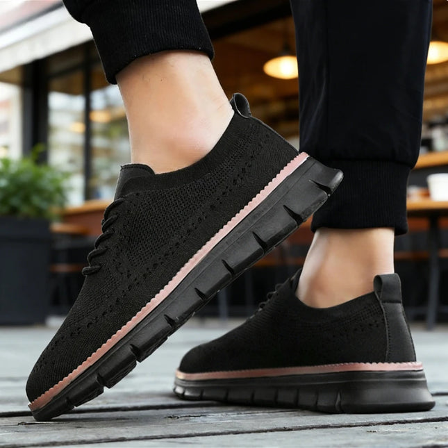 Men's Breathable Casual Shoes with Shock Absorption and Lace-Up Design