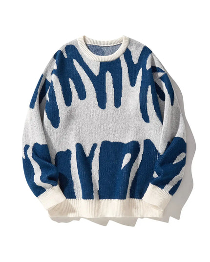 Men's Knitted Jacquard Pattern Pullover Sweater - Stylish & Comfortable Knitwear
