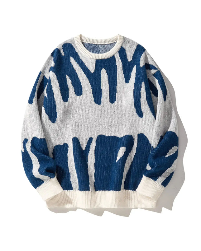 Men's Knitted Jacquard Pattern Pullover Sweater - Stylish & Comfortable Knitwear