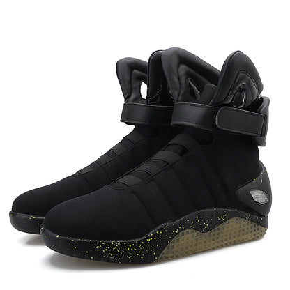 USB Rechargeable Glowing Men's High Top Sneakers – LED Light-Up Athletic Shoes for Men