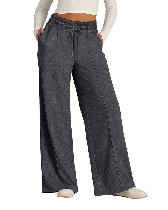 Women's Wide Leg Straight Pants with Drawstring