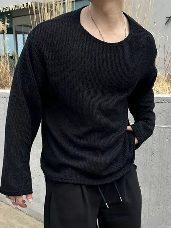 Men's Loose-Fit Breathable Knitted Long Sweater