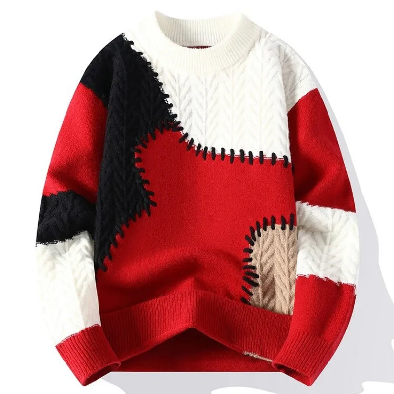 Men's Loose Fit Faux Mink Round Neck Sweater