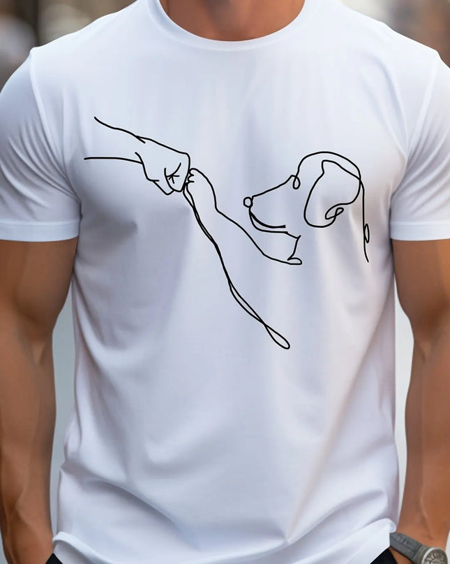 Men's Cotton Casual Sports T-Shirt with Dog First Print