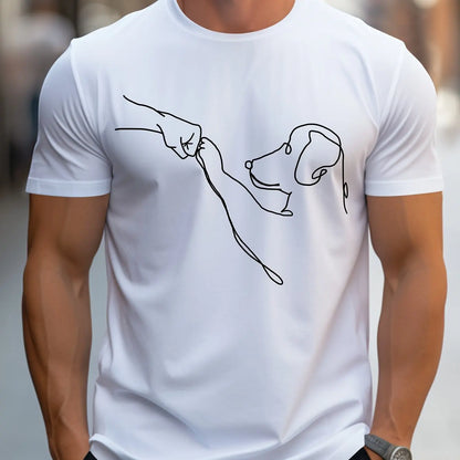 Men's Cotton Casual Sports T-Shirt with Dog First Print