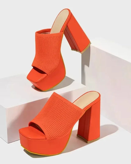 Open Toe High Heel Sandals for Women - Breathable Knitted Design