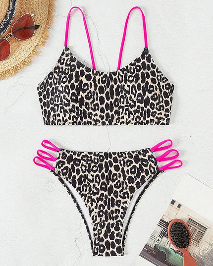 Leopard Print Women’s Bikini Swimsuit - High Waist Brazilian Bikini Set