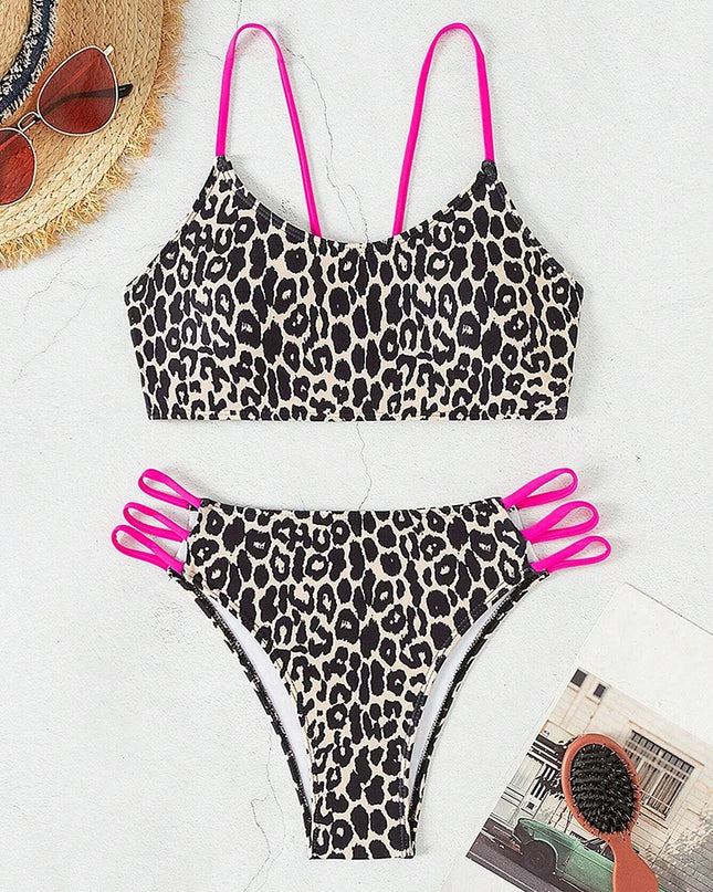 Leopard Print Women’s Bikini Swimsuit - High Waist Brazilian Bikini Set