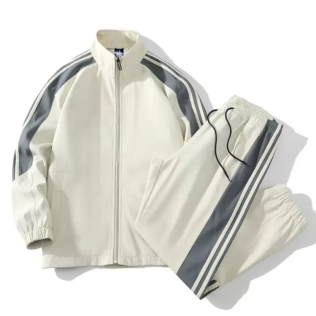 Men's Casual 2-Piece Zipper Jacket and Jogger Pants Set - Loose Fit Sportswear for Men