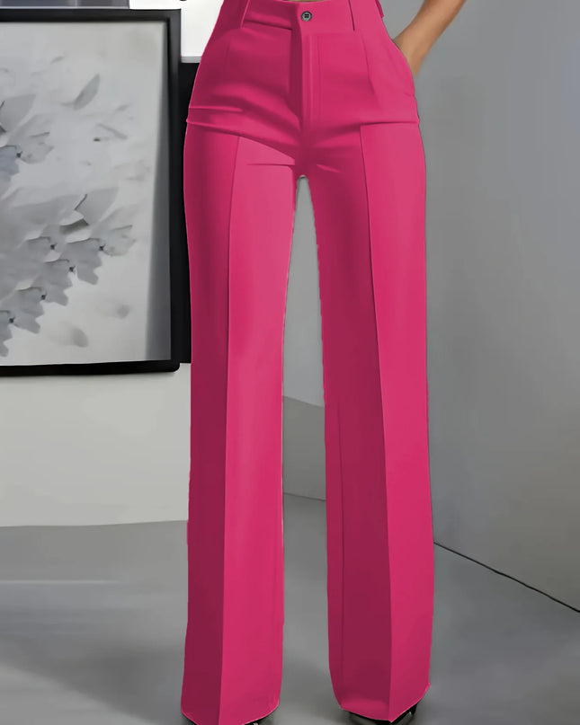 High-Waisted Straight Leg Pants for Women with Button Fly