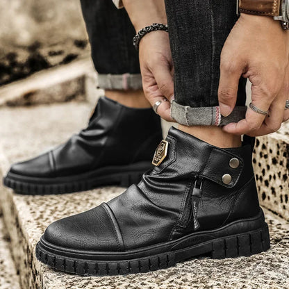 Men's Retro Classic Platform Shoes with Side Zip