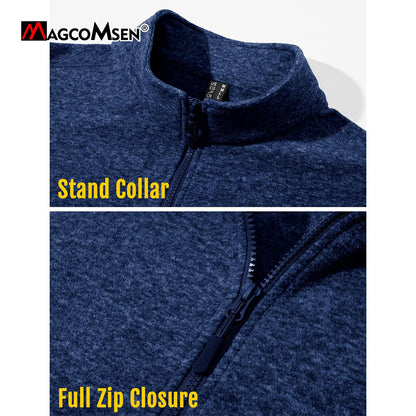 MAGCOMSEN Men's Lightweight Fleece Jacket with Full Zip and Stand Collar