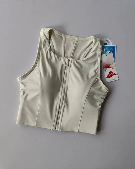 Women's Vest with Front Zipper and Built-In Fixed Cups