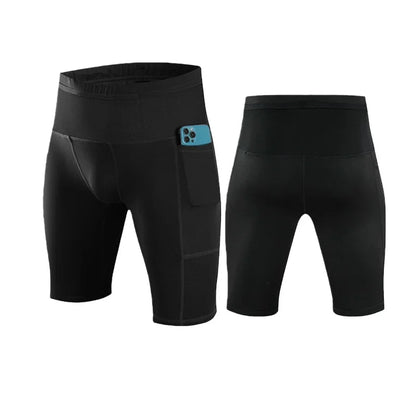 Men's Compression Shorts with Pockets, Elastic Back Pockets, Waterproof