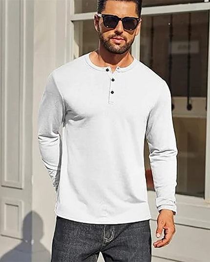 Men's Breathable Long Sleeve Button Henley Sweater