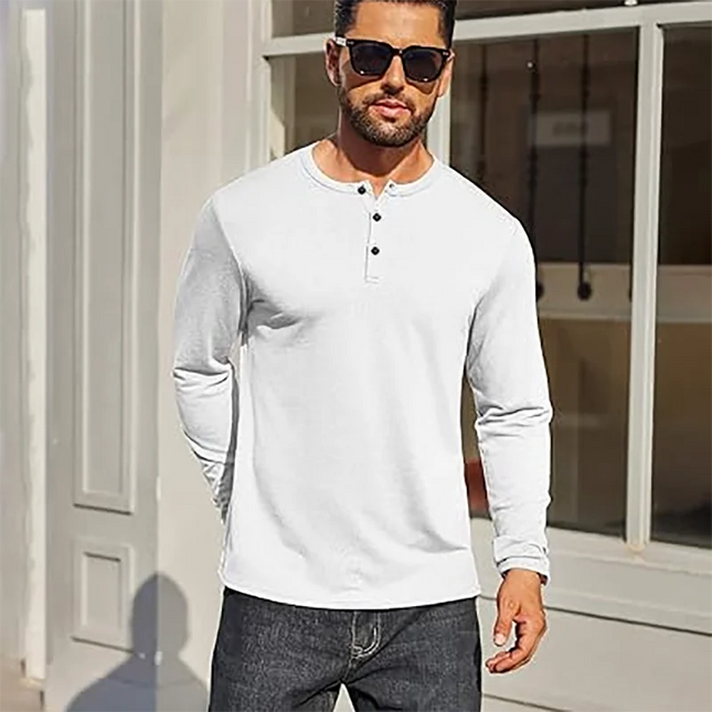 Men's Breathable Long Sleeve Button Henley Sweater