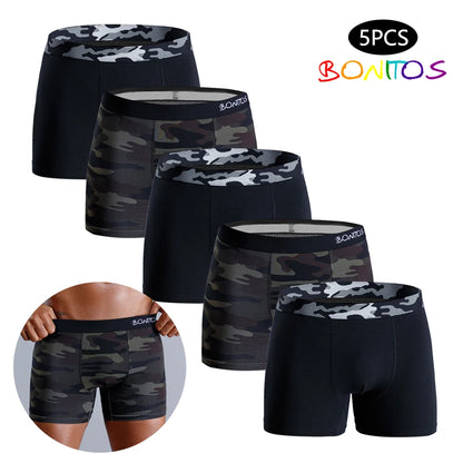 5-Pack Men’s Camouflage Cotton Boxer Briefs – Comfortable Trunks Underwear for Men
