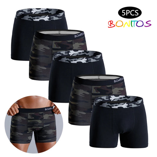 5-Pack Men’s Camouflage Cotton Boxer Briefs – Comfortable Trunks Underwear for Men