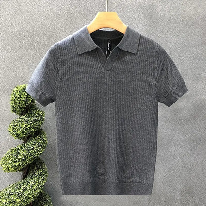 Men's Korean Style Slim Fit Polo Shirt – Thin Knit T-Shirt for Men