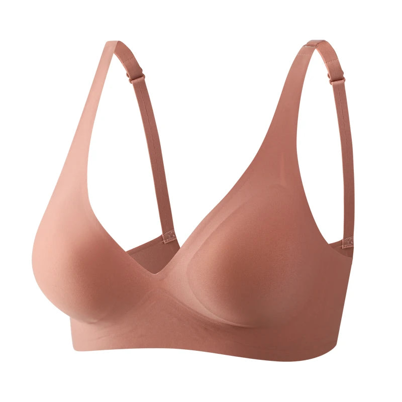 Finetoo Women's Deep V Push-Up Wireless Padded Bra