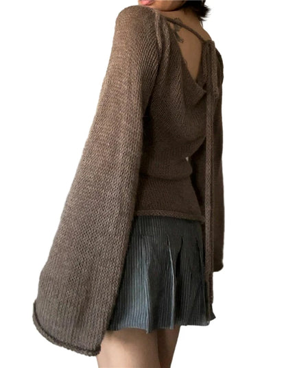 Women's Off-Shoulder Long Sleeve Knitted Sweater