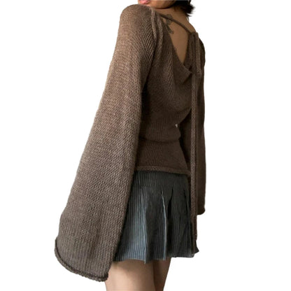 Women's Off-Shoulder Long Sleeve Knitted Sweater