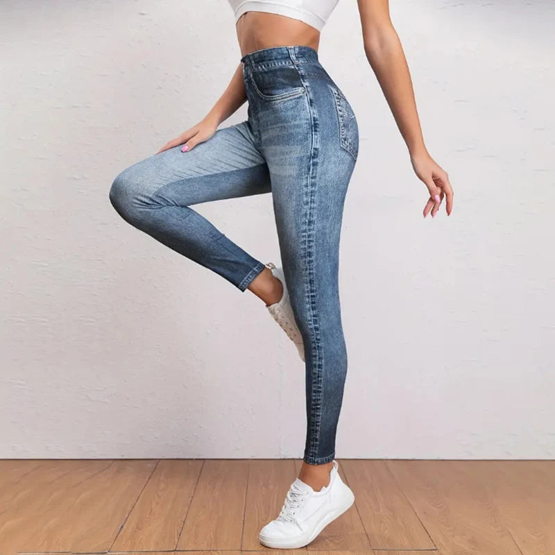 Women's Vintage High-Waist Skinny Denim Pants