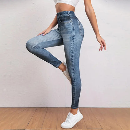 Women's Vintage High-Waist Skinny Denim Pants