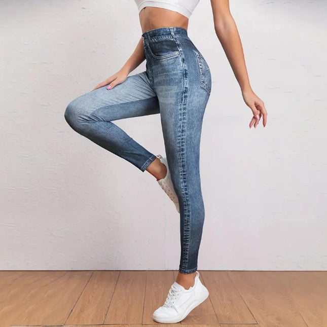Women's Vintage High-Waist Skinny Denim Pants