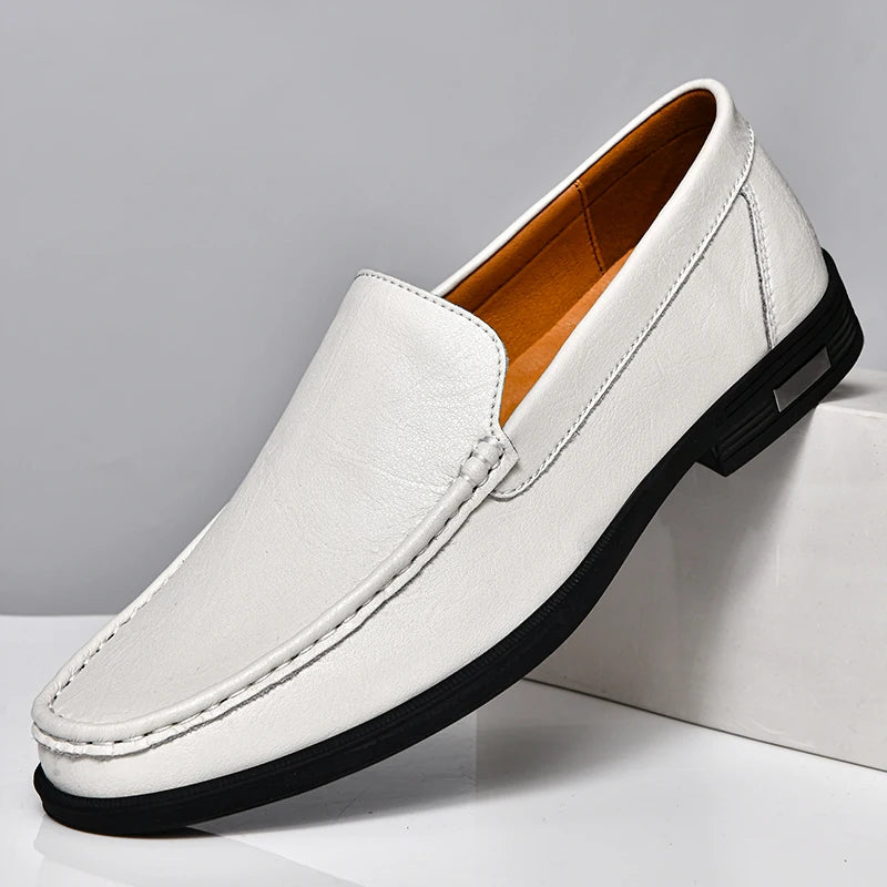 Premium Genuine Leather Men’s Slip-On Loafers - Comfortable & Stylish Men's Leather Dress Shoes