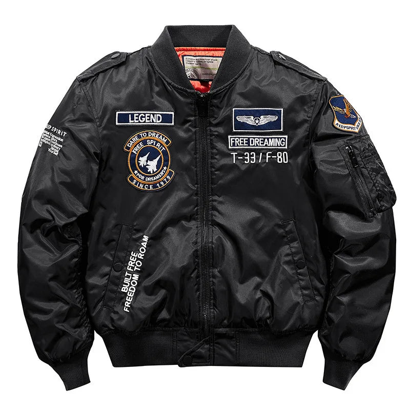 Men's Thick Warm MA-1 Aviator Pilot Style Bomber Jacket